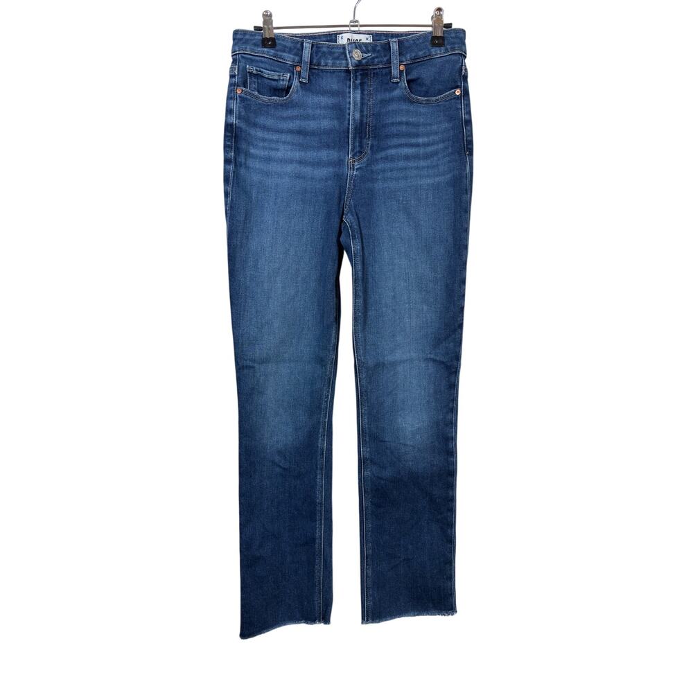 PAIGE Cindy Straight Jeans Womens 28 Blue High Rise Ankle Raw Hem Stretch